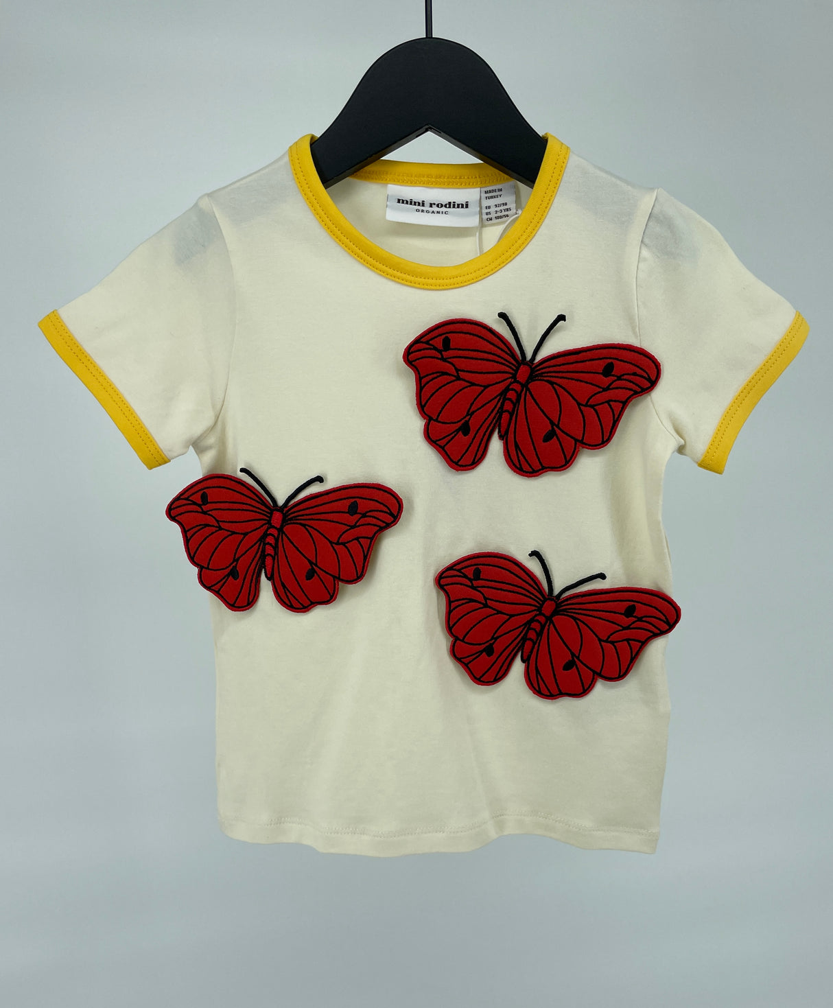 T-shirt Beige Rood Vlinders