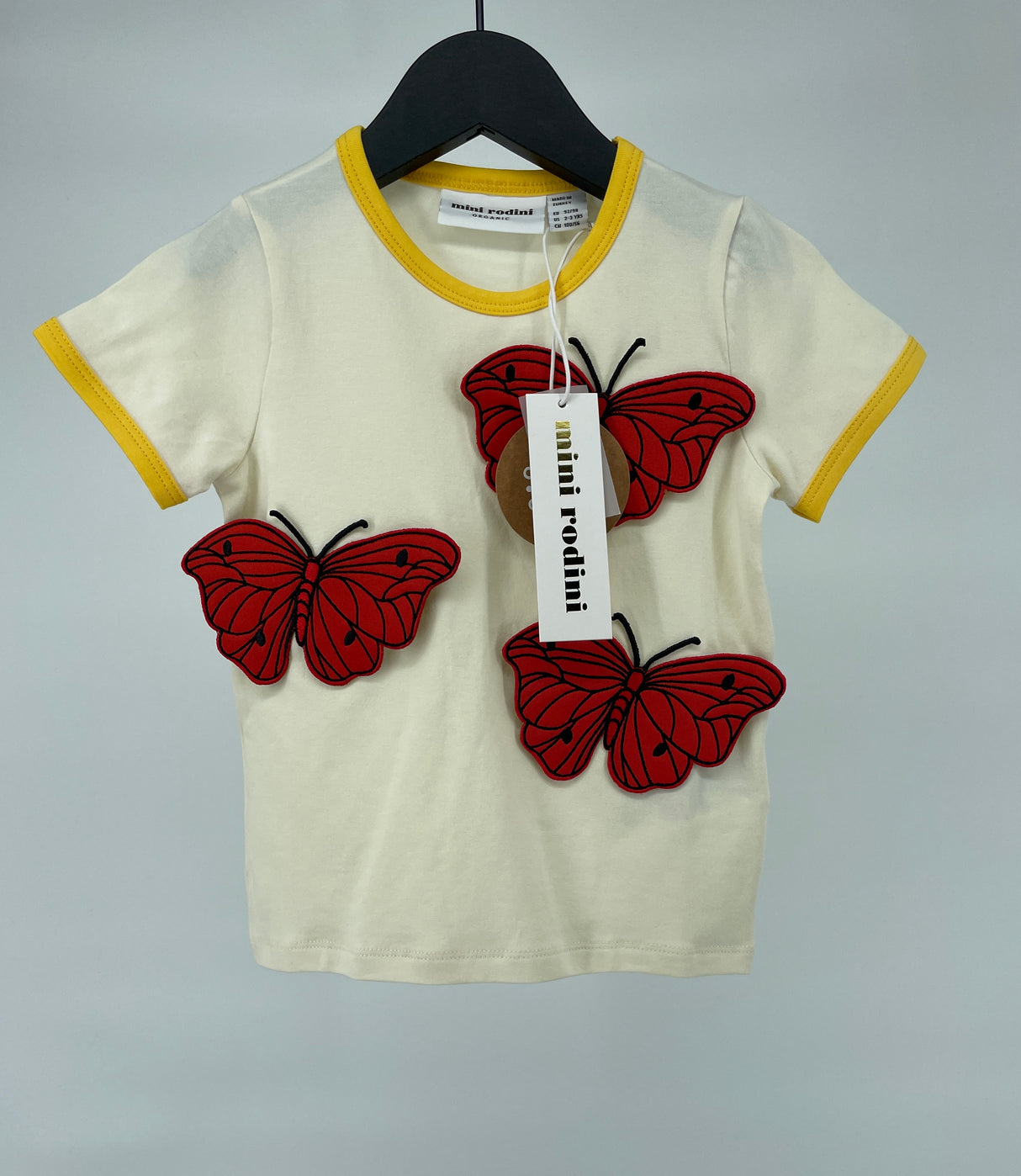 T-shirt Beige Rood Vlinders