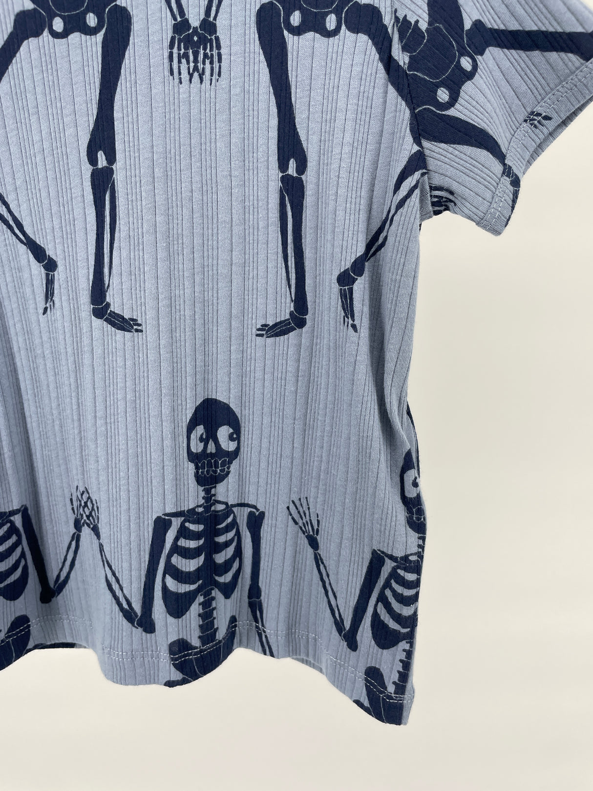 T-shirt Blauw Skelet Maat 92 / 98