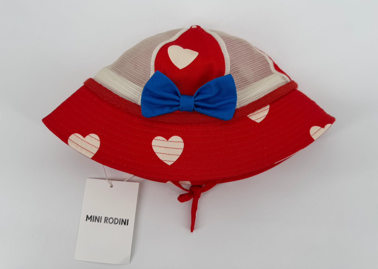 Zonnehoedje Rood Hartjes Strikje Maat 3 - 9 Jaar