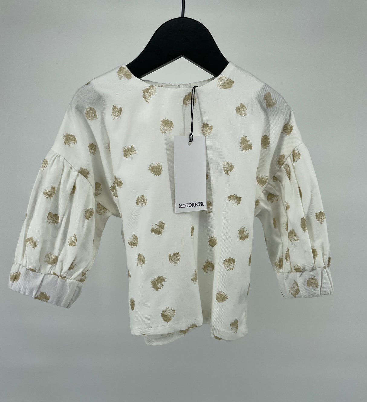 Top Lange Mouw Beige Gouden Stippen Maat 74