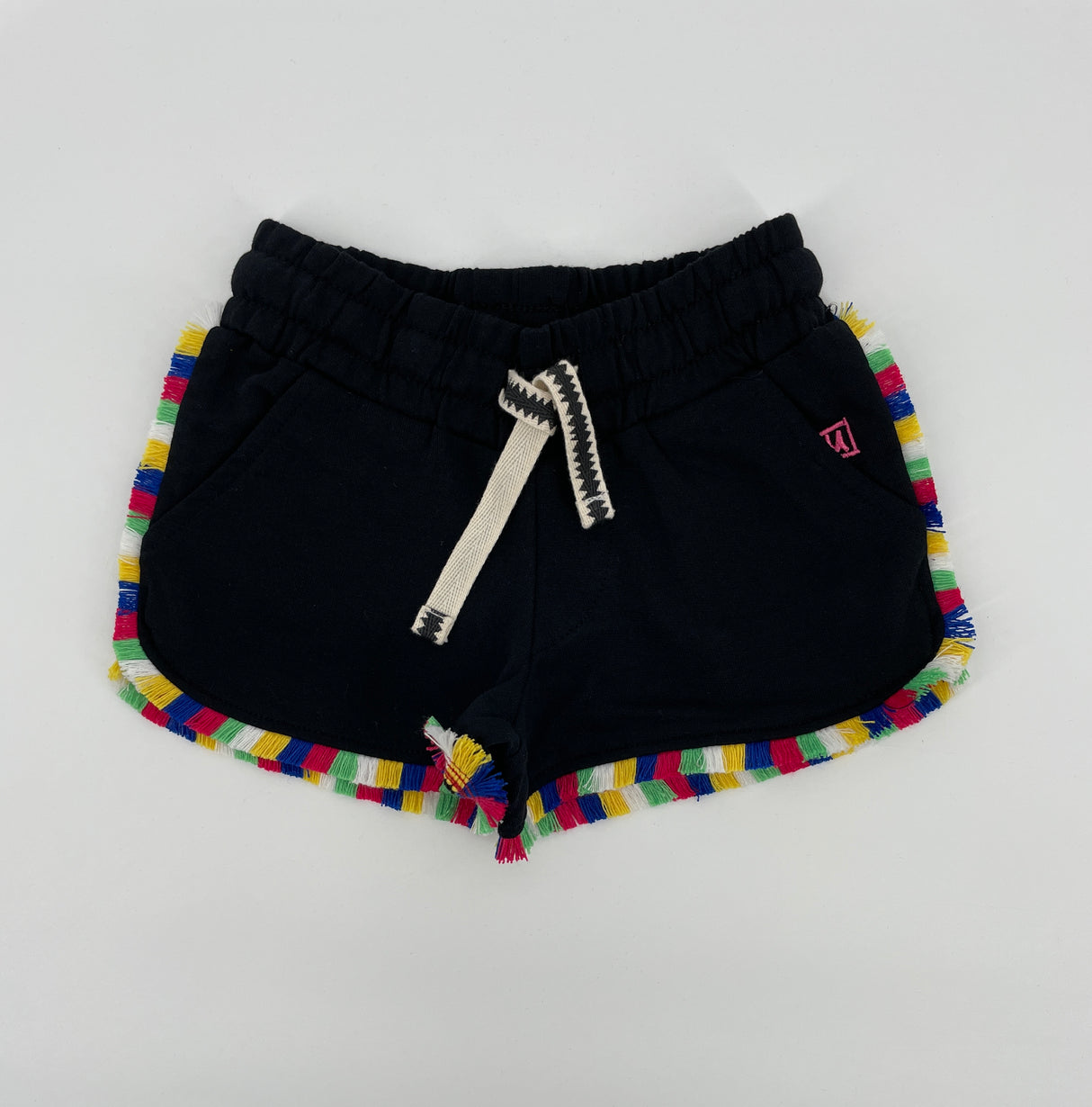 Korte Broek Zwart met Kwastjes Maat 92