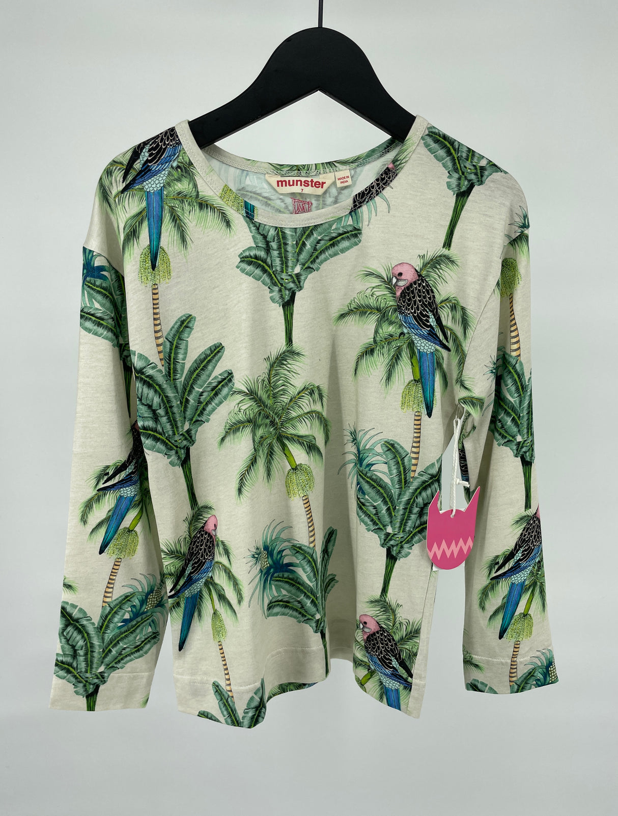 Longsleeve Beige met Palmbomen en Vogel Print