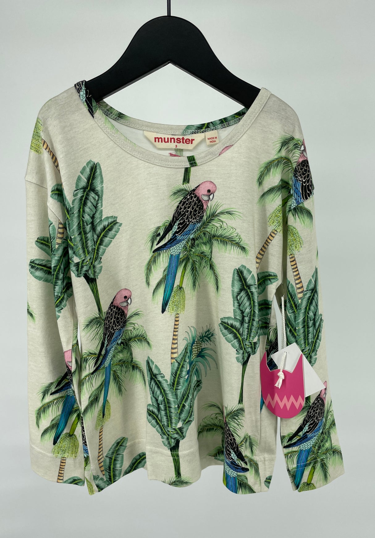 Longsleeve Beige met Palmbomen en Vogel Print