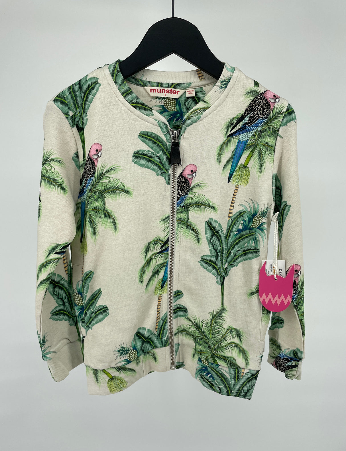 Vest Beige Palmbomen en Vogel Print