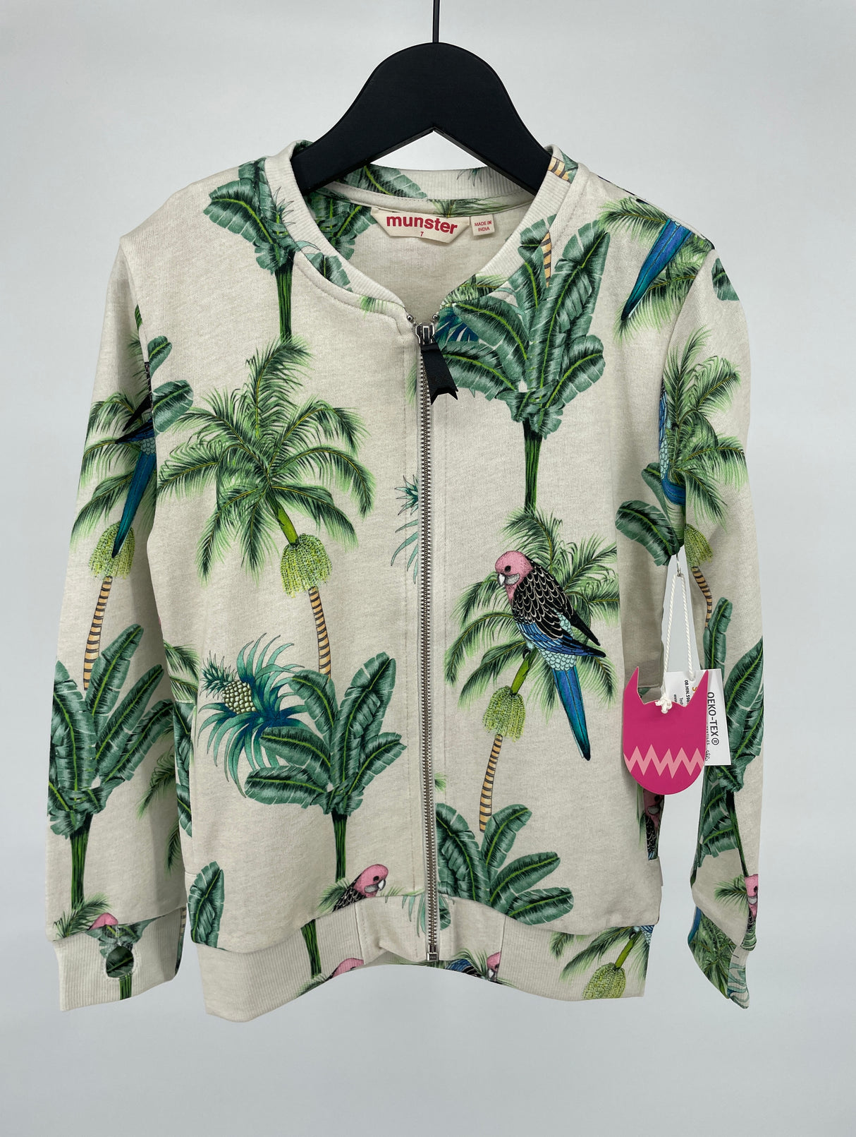 Vest Beige Palmbomen en Vogel Print
