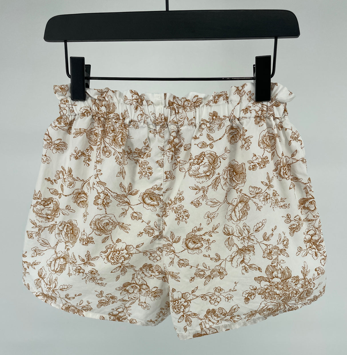 Korte Broek Beige Bruine Bloemetjes Maat 128