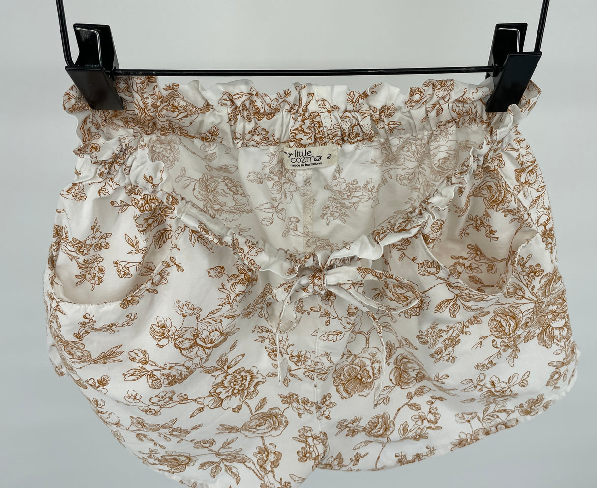 Korte Broek Beige Bruine Bloemetjes Maat 128