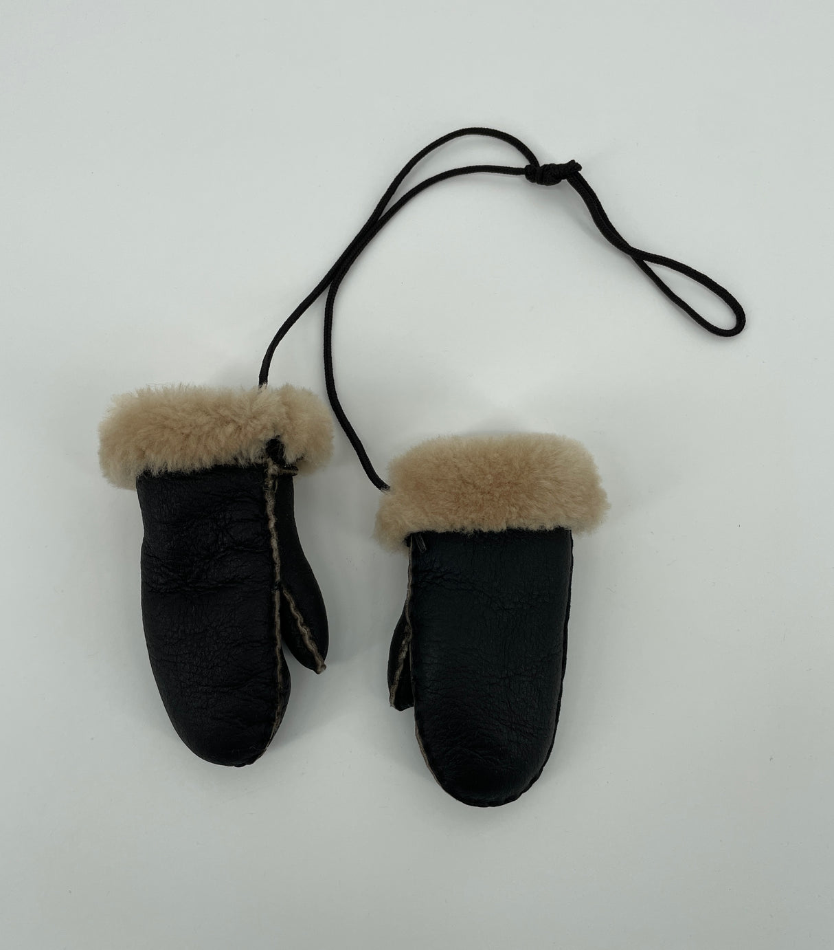 Wanten Bruin Nappa Leer Schapenbont Maat 1 - 2 Jaar