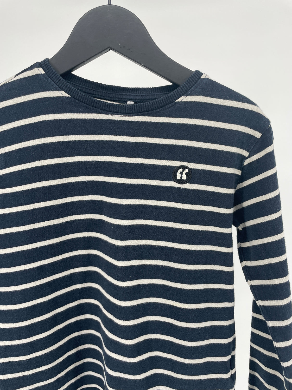 Longsleeve Donkerblauw Beige Gestreept Maat 122 / 128