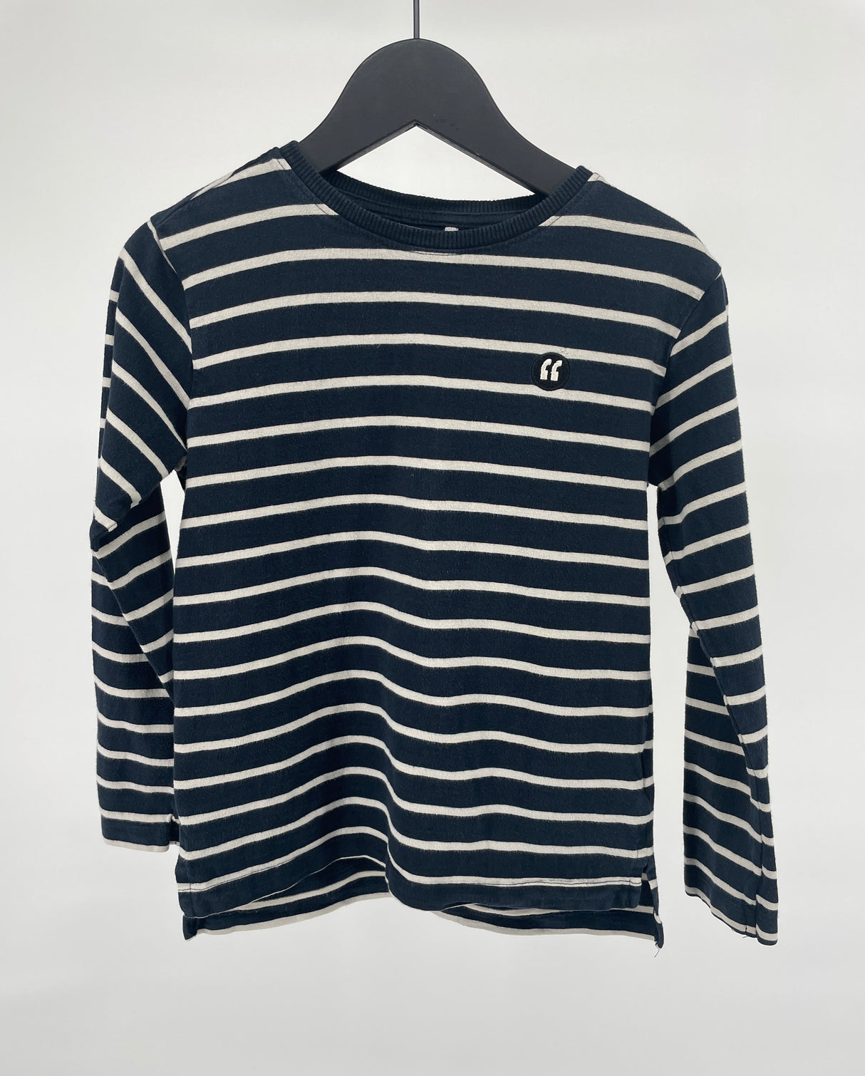 Longsleeve Donkerblauw Beige Gestreept Maat 122 / 128