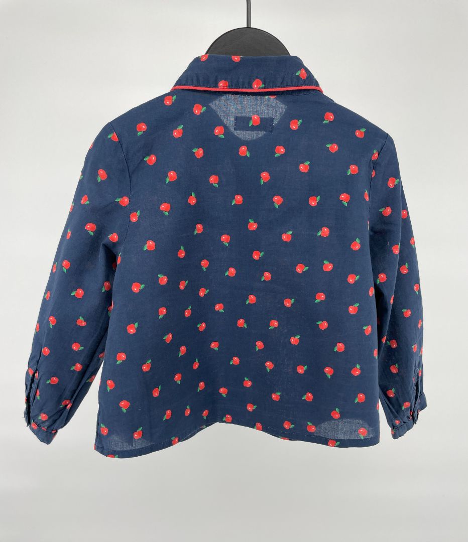 Blouse Donkerblauw Appeltjes Maat 80 / 86