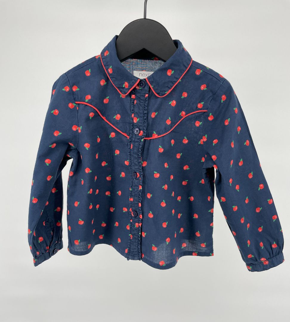 Blouse Donkerblauw Appeltjes Maat 80 / 86