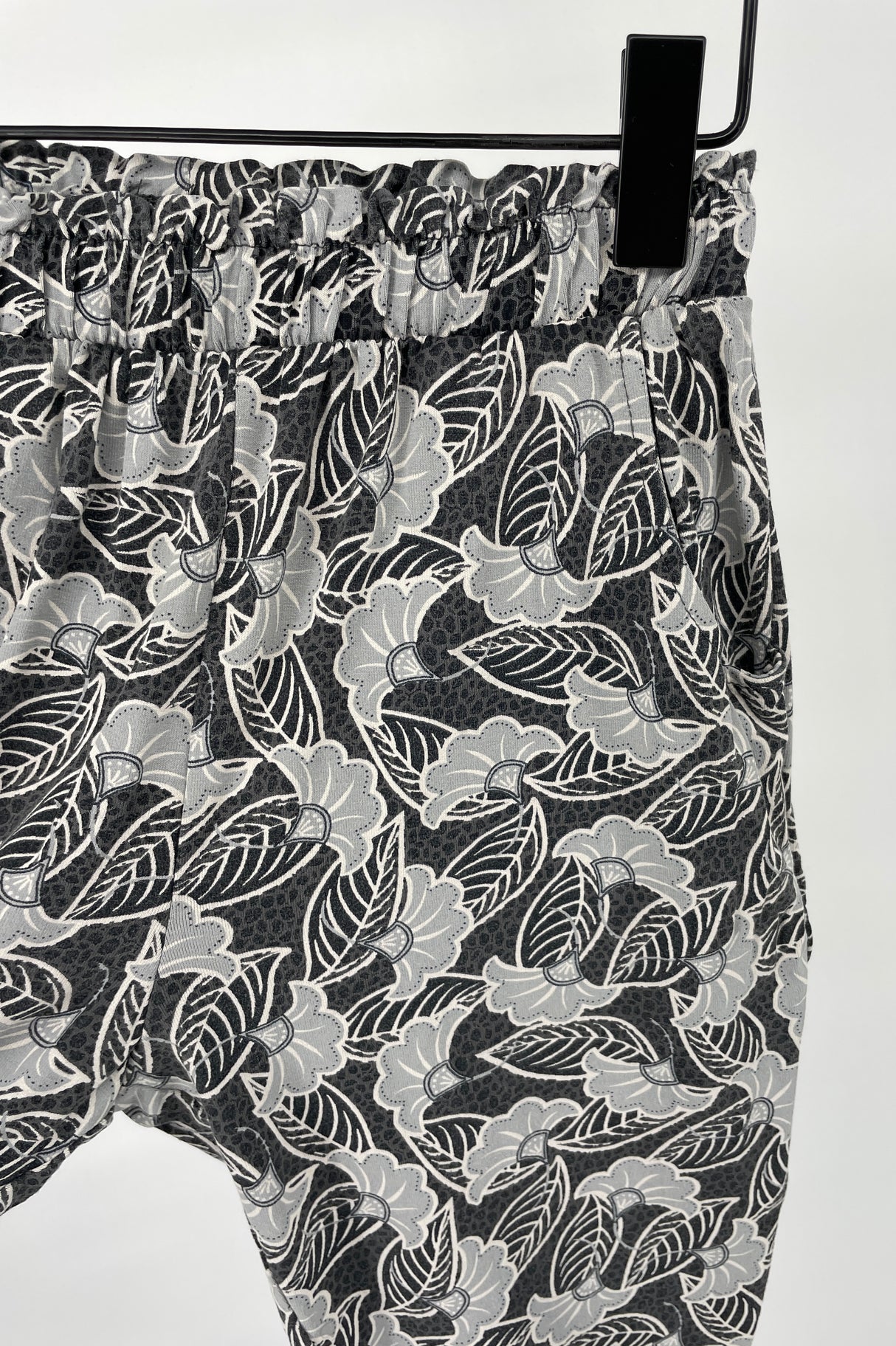 Broek Grijs Bloemen Print Maat 110