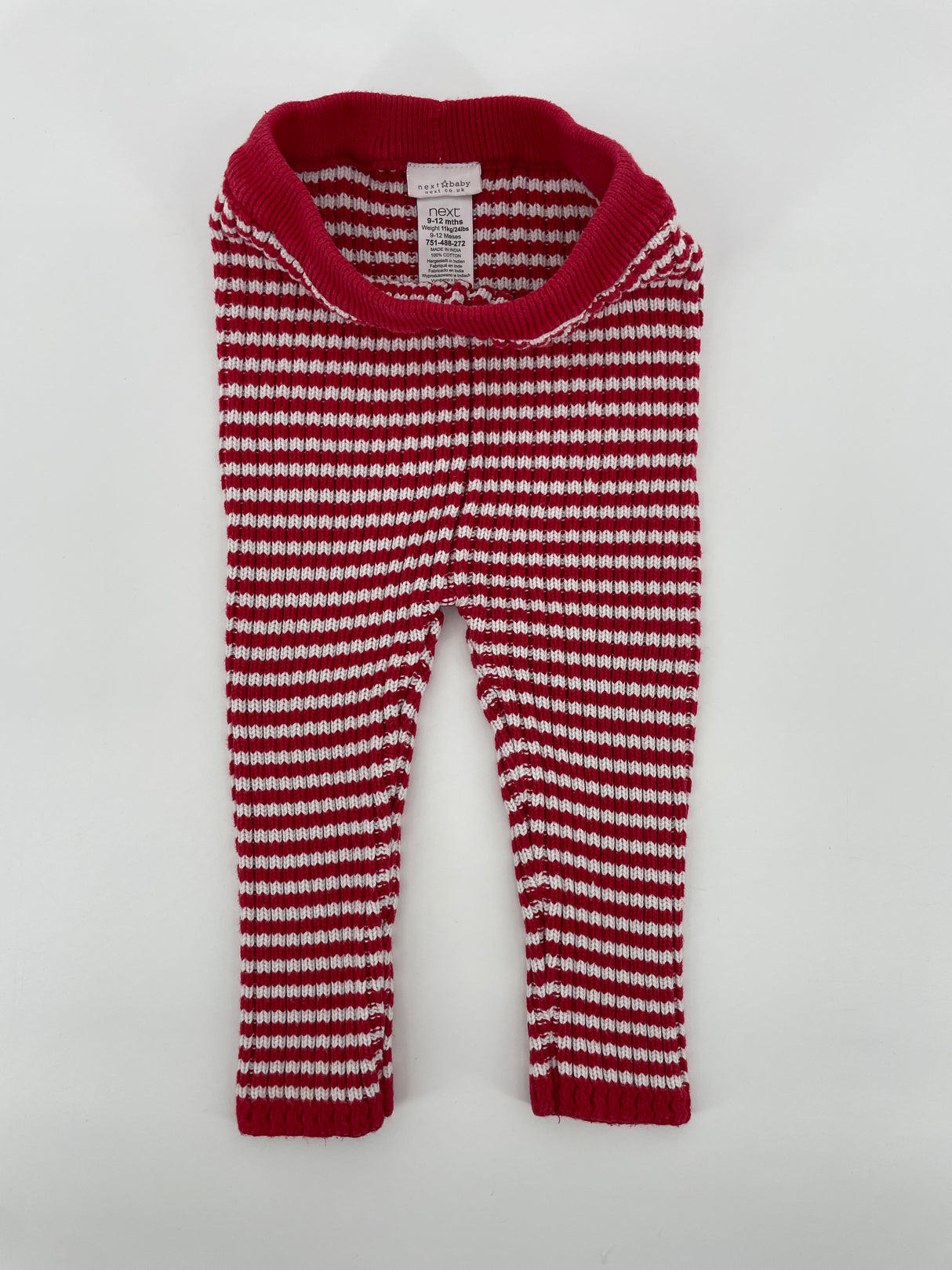 Broek Rood Wit Gestreept Gebreid Maat 74 / 80