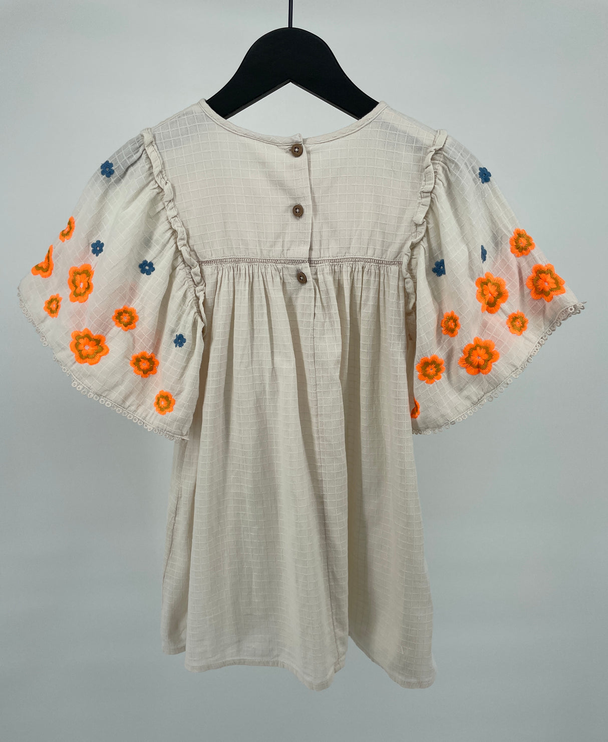 Jurk Beige Geborduurde Bloemen Maat 110