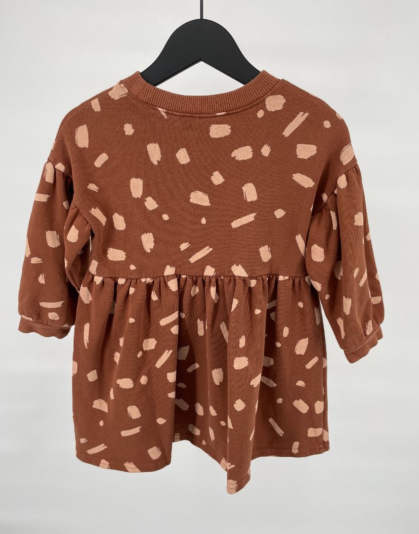 Jurk Bruin met Print Maat 104