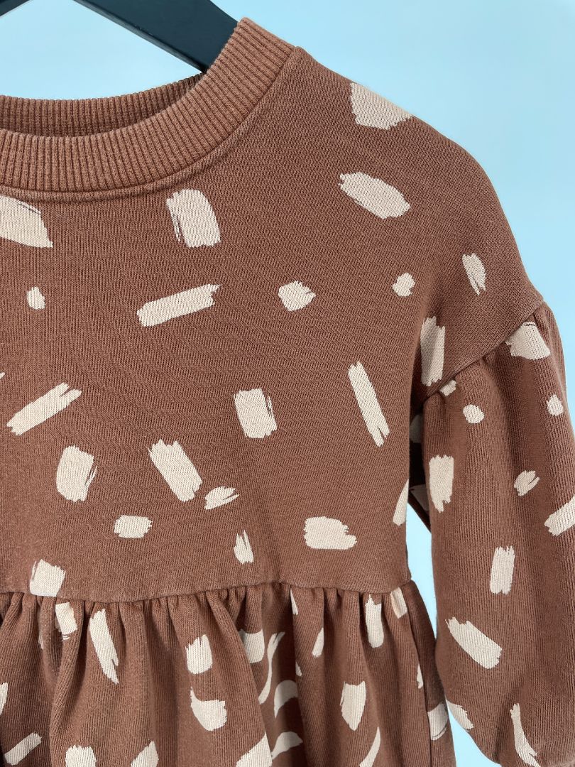 Jurk Bruin met Print Maat 104