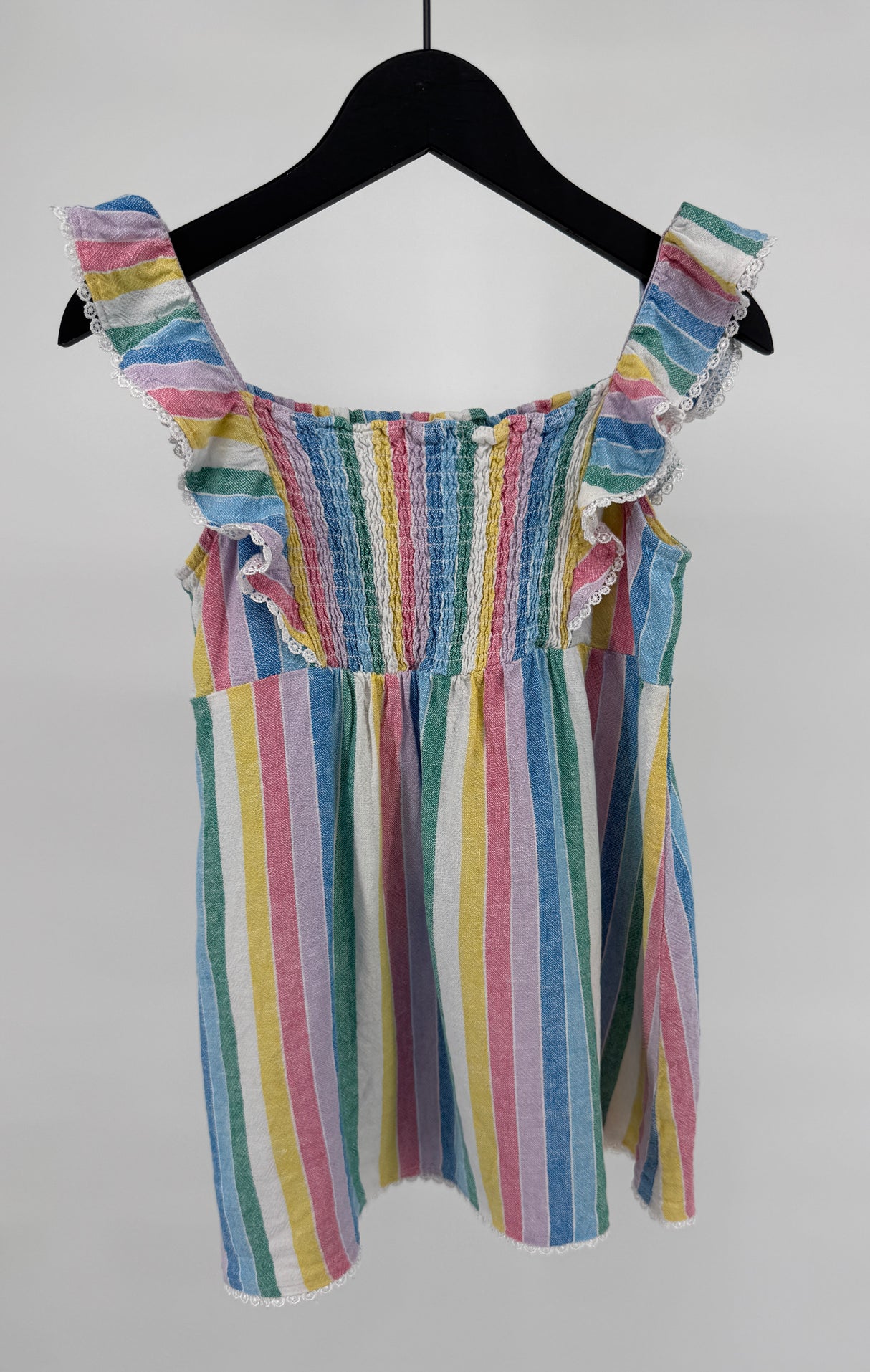 Jurk Mouwloos Multi Color Gestreept Roesjes Maat 110