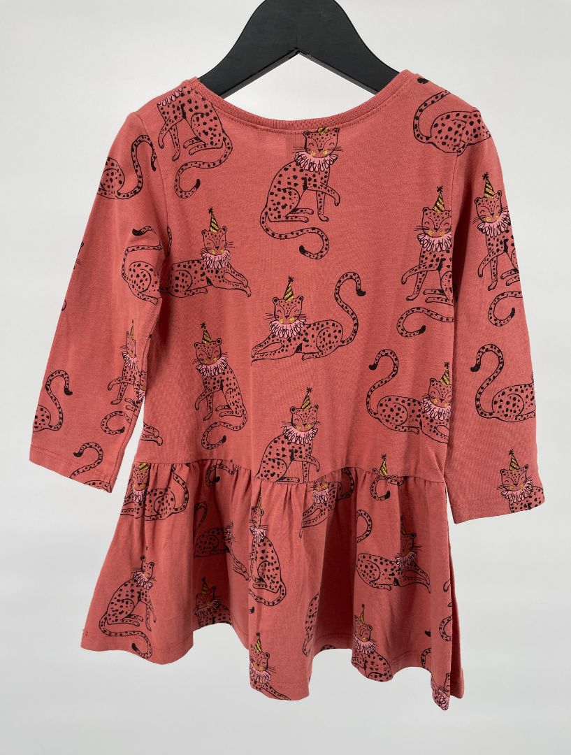 Jurk Rood Bruin Tijgers Feestmuts Maat 80 / 86