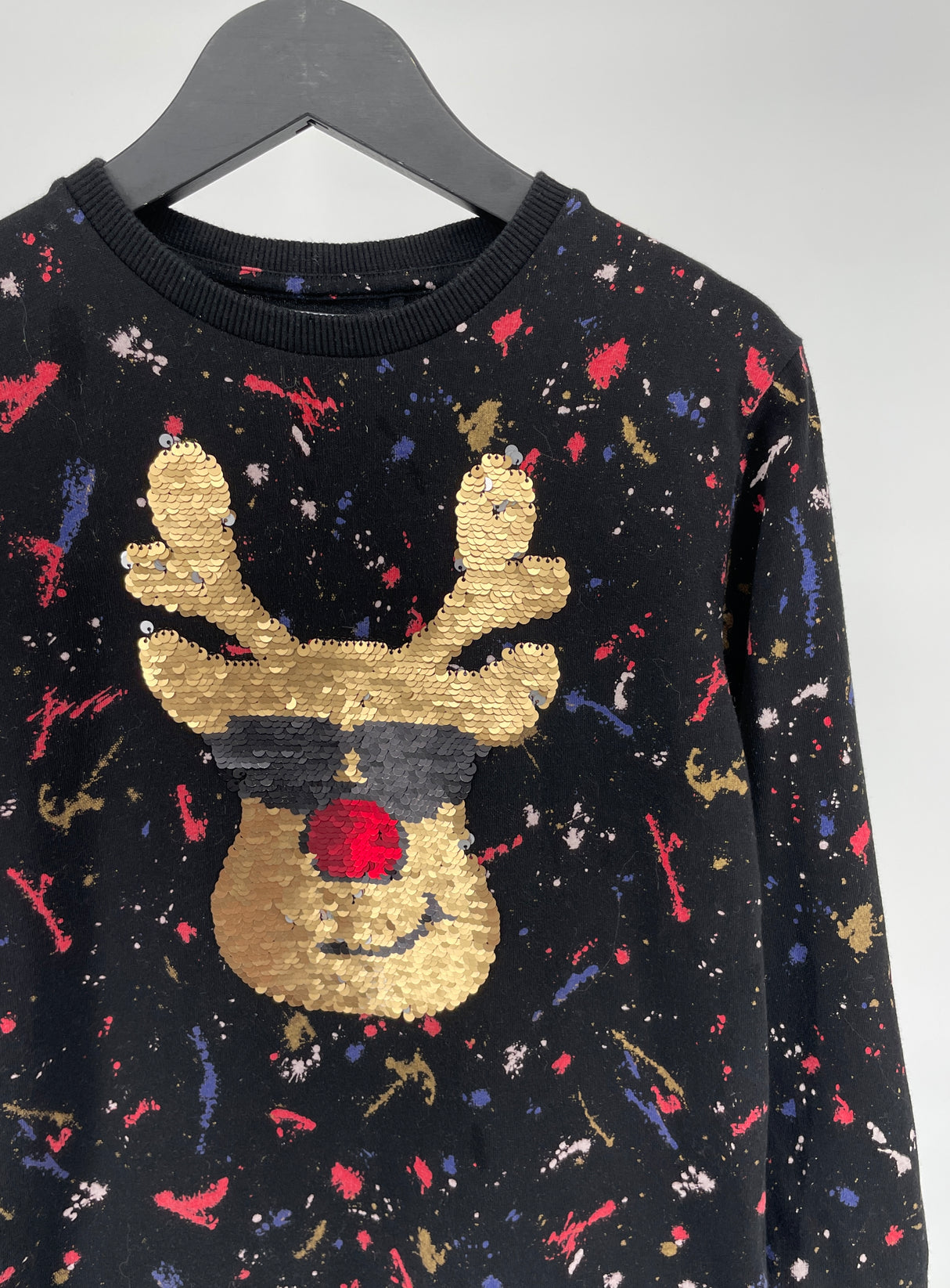 Longsleeve Zwart Pailletten Rendier