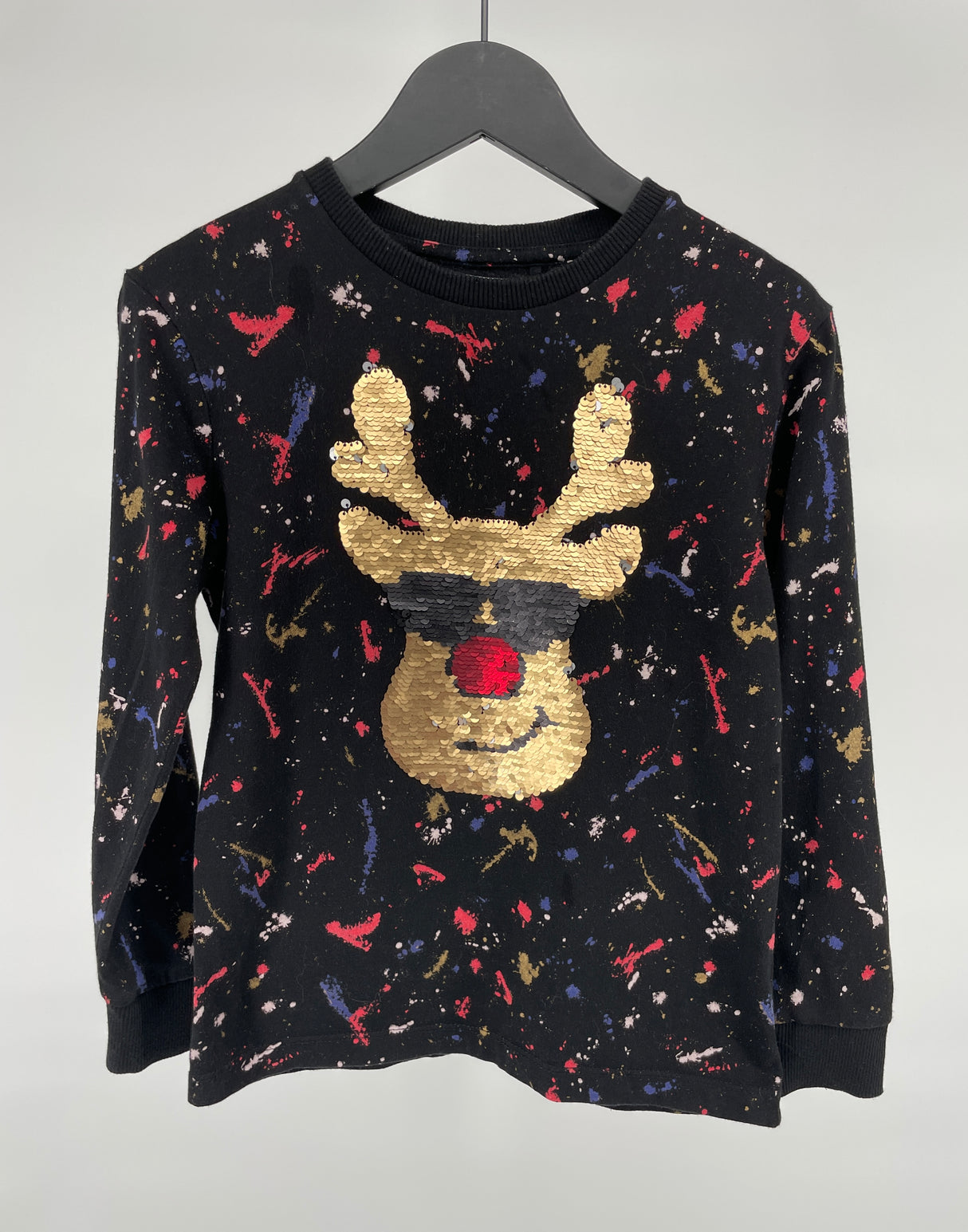 Longsleeve Zwart Pailletten Rendier