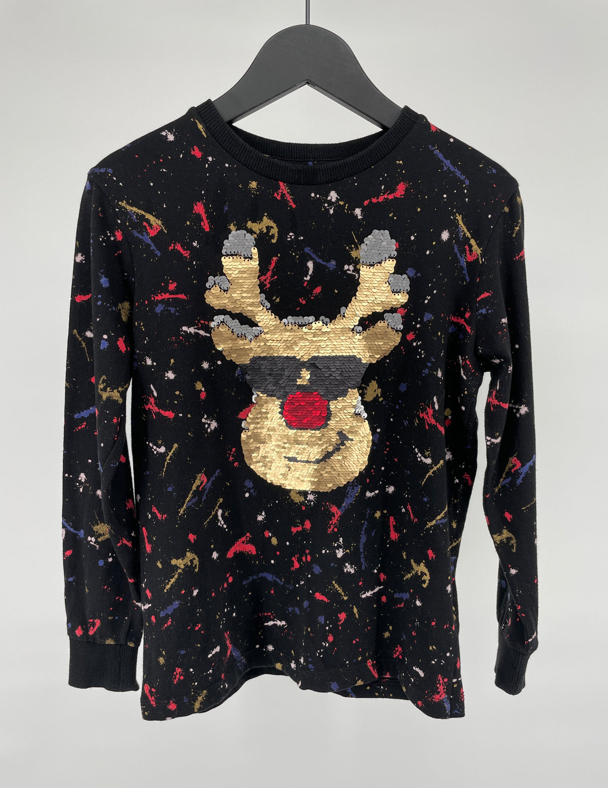 Longsleeve Zwart Pailletten Rendier