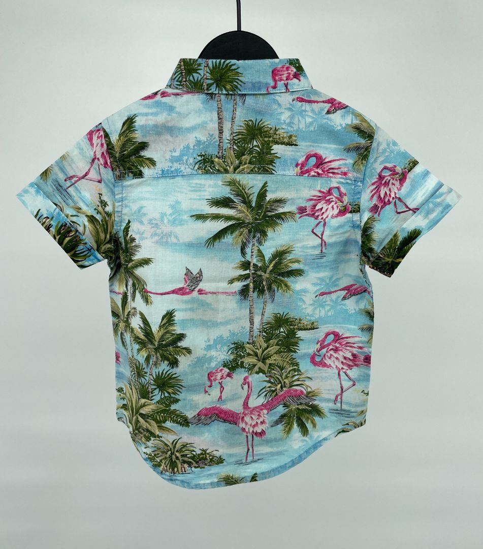 Overhemd Korte Mouw Flamingo Print Maat 80 / 86