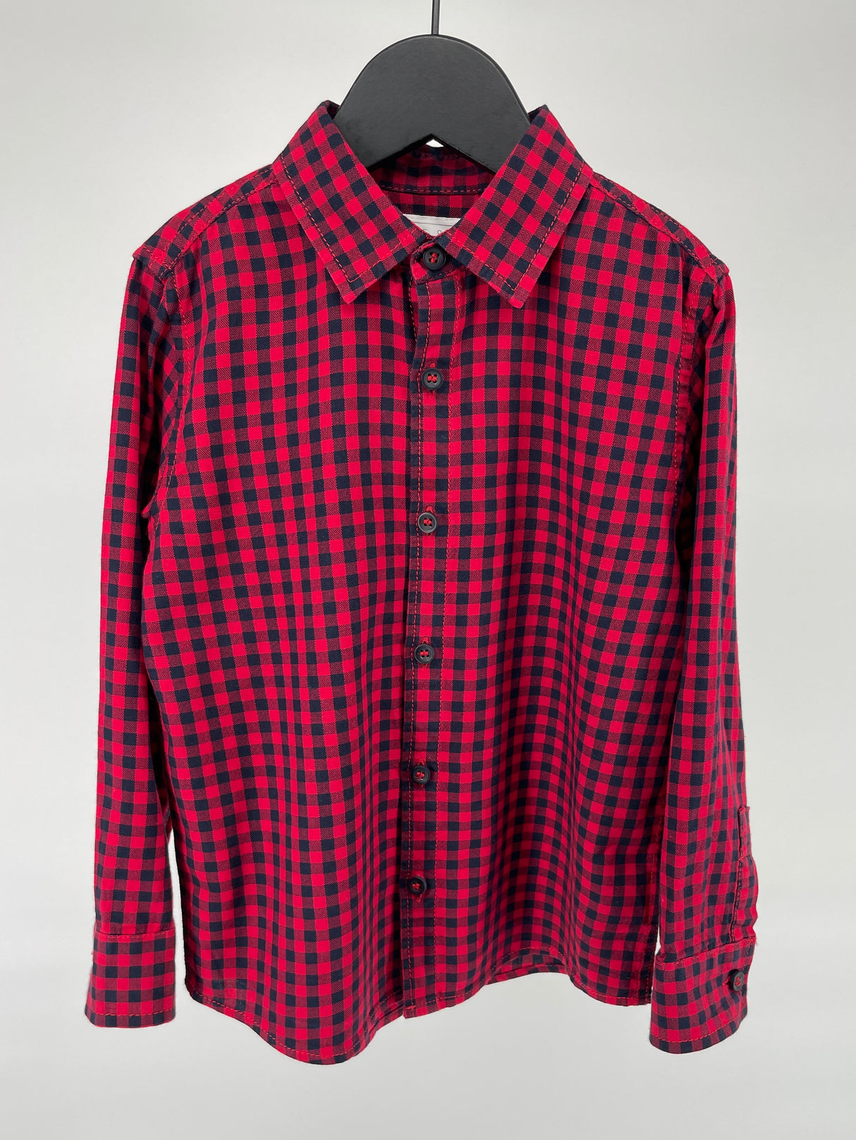 Overhemd Rood Zwart Geblokt Maat 104