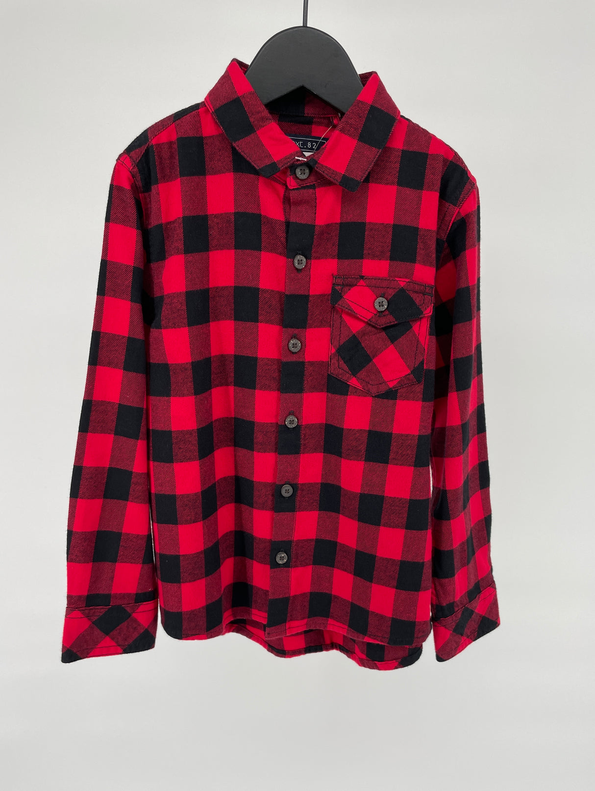 Overhemd Rood Zwart Geblokt Maat 110