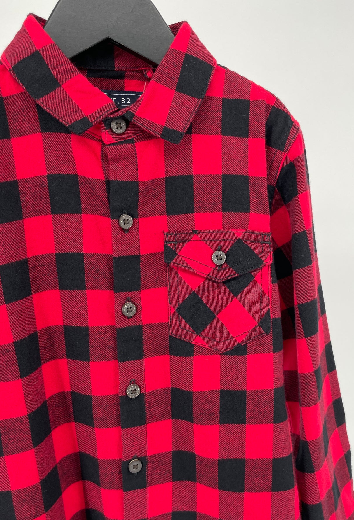 Overhemd Rood Zwart Geblokt Maat 110