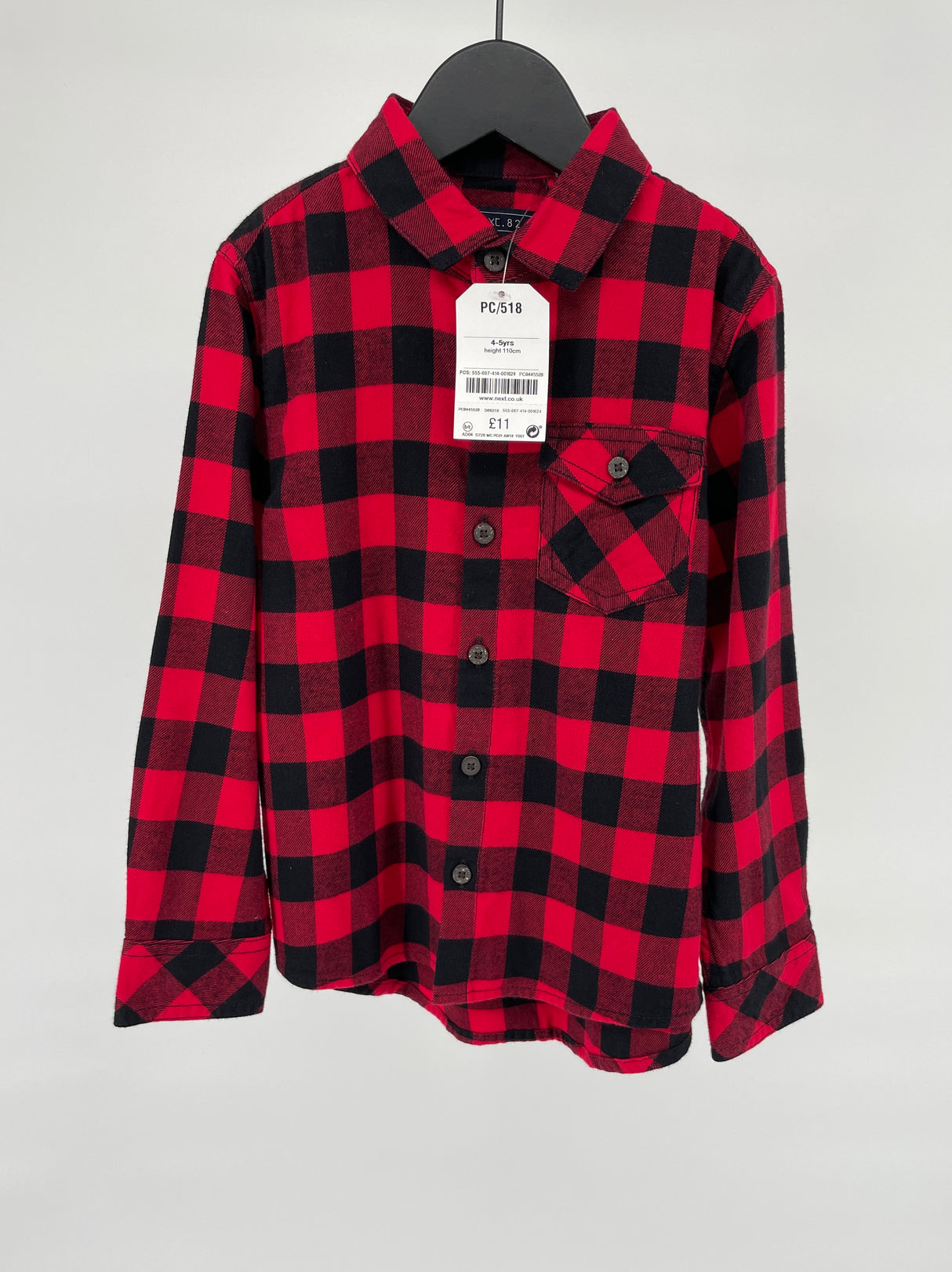 Overhemd Rood Zwart Geblokt Maat 110