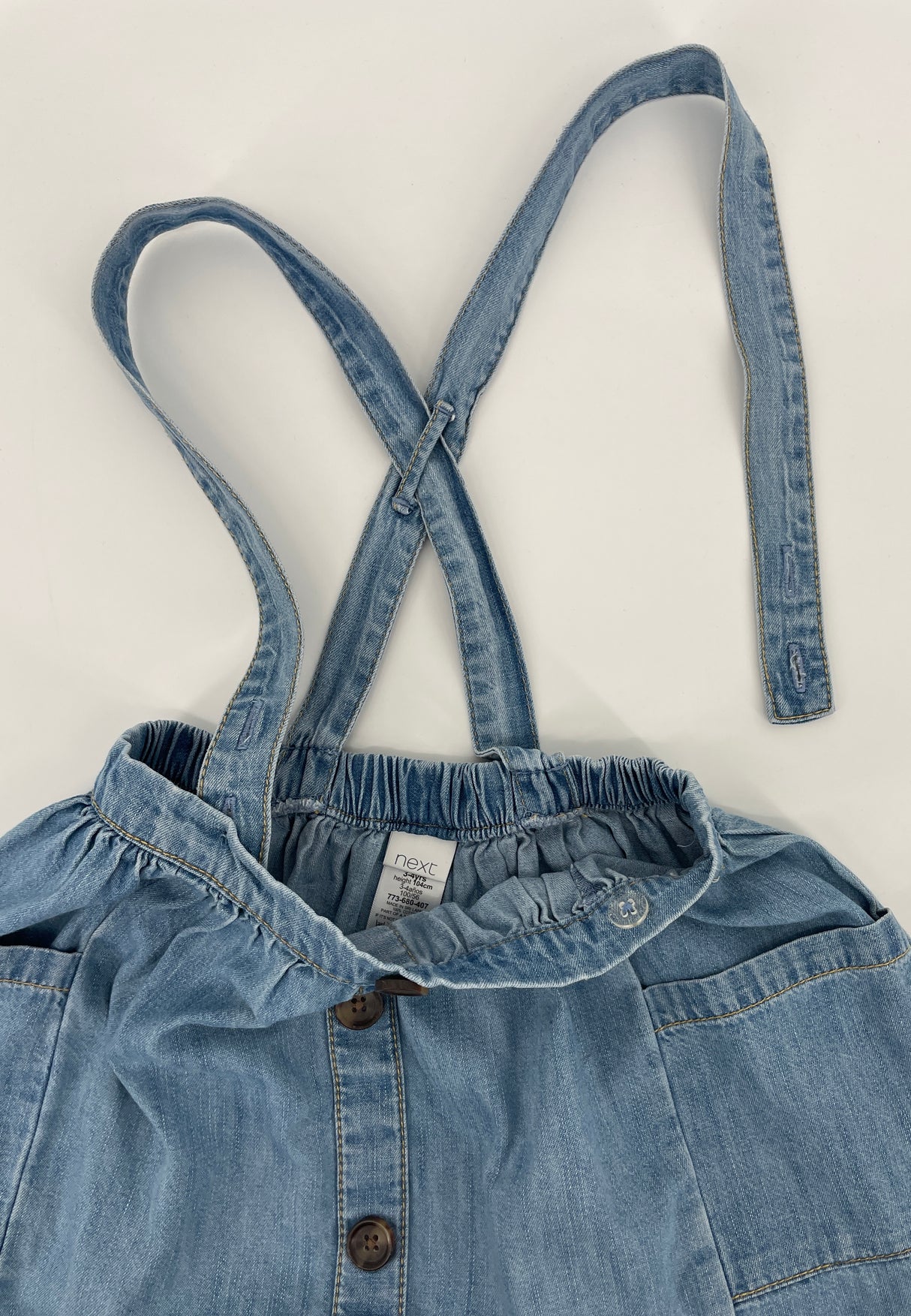 Rok Blauw Denim met Schouderbanden Maat 104