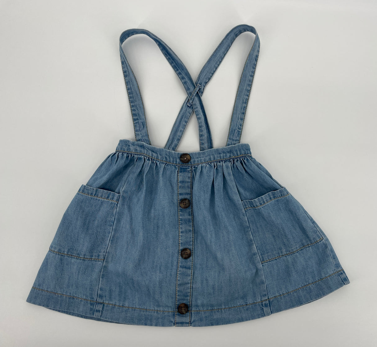 Rok Blauw Denim met Schouderbanden Maat 104