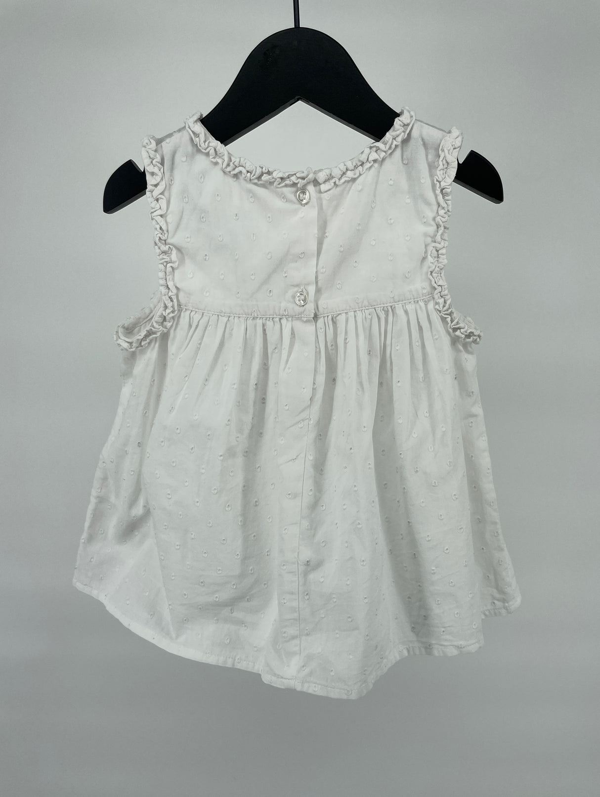 Top Mouwloos Wit met Werkje Maat 92