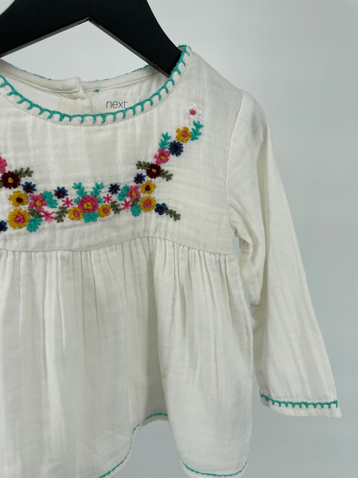 Jurkje Tuniek Wit Bloemetjes Maat 80 / 86