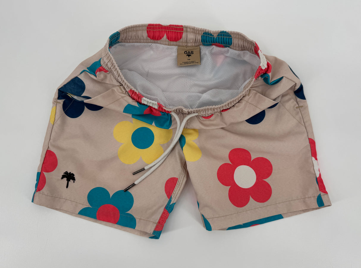 Zwembroek Beige Multi Color Bloemen Maat 140