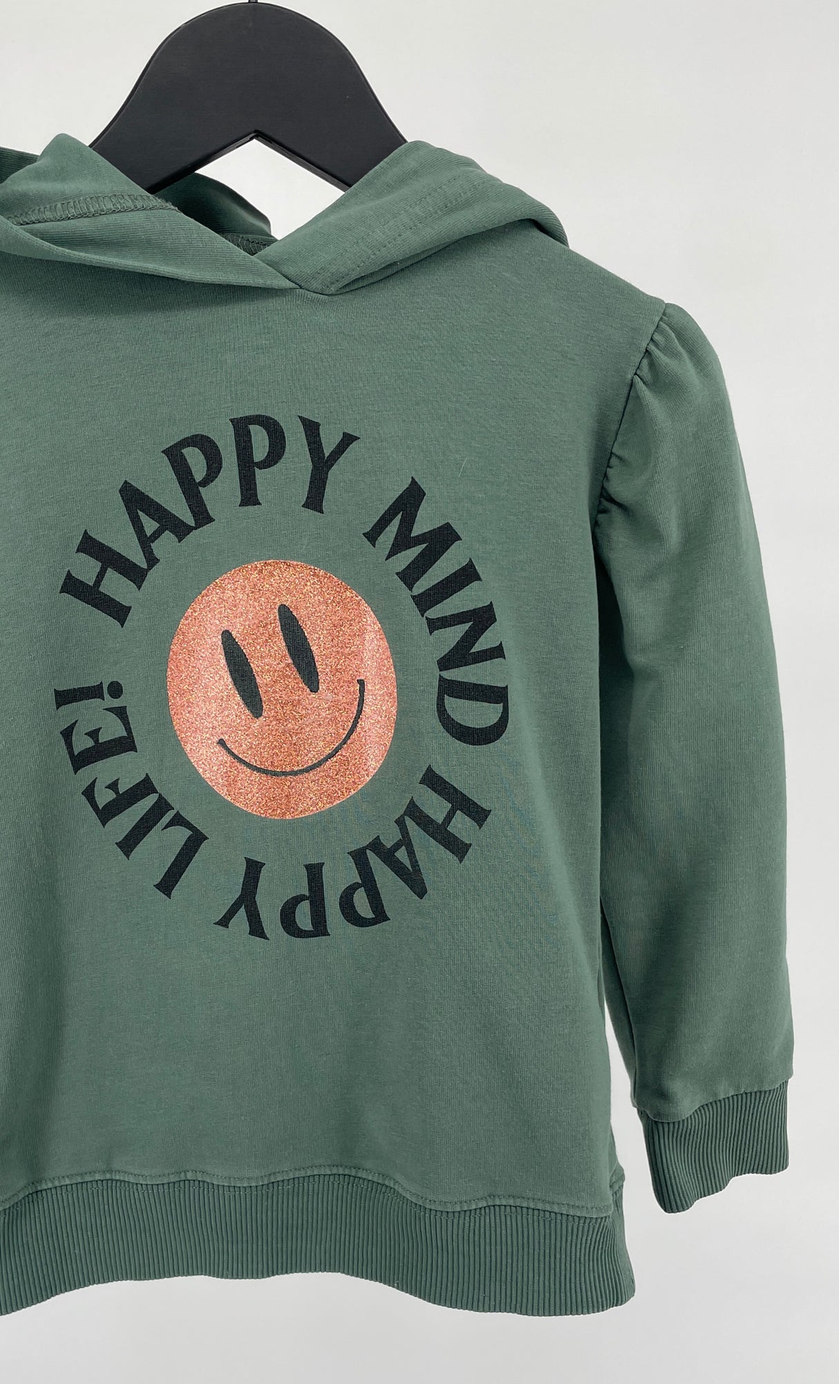 Hoodie Groen Smiley Maat 116 / 122