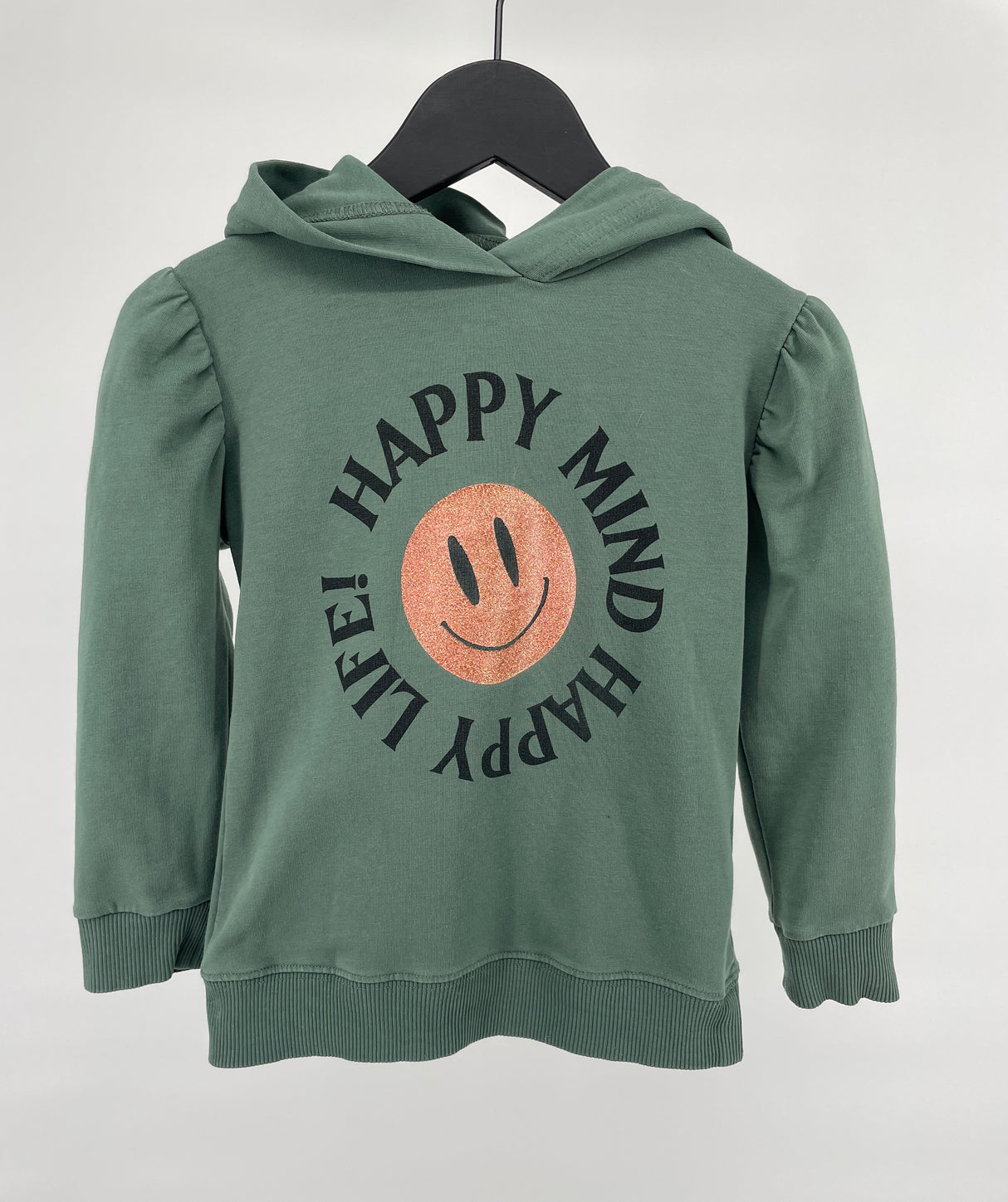 Hoodie Groen Smiley Maat 116 / 122