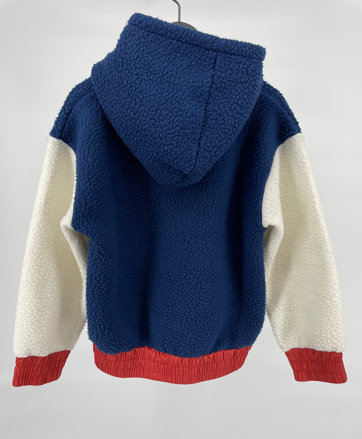 Hoodie Donkerblauw Beige Rood Fleece Maat 134 / 140
