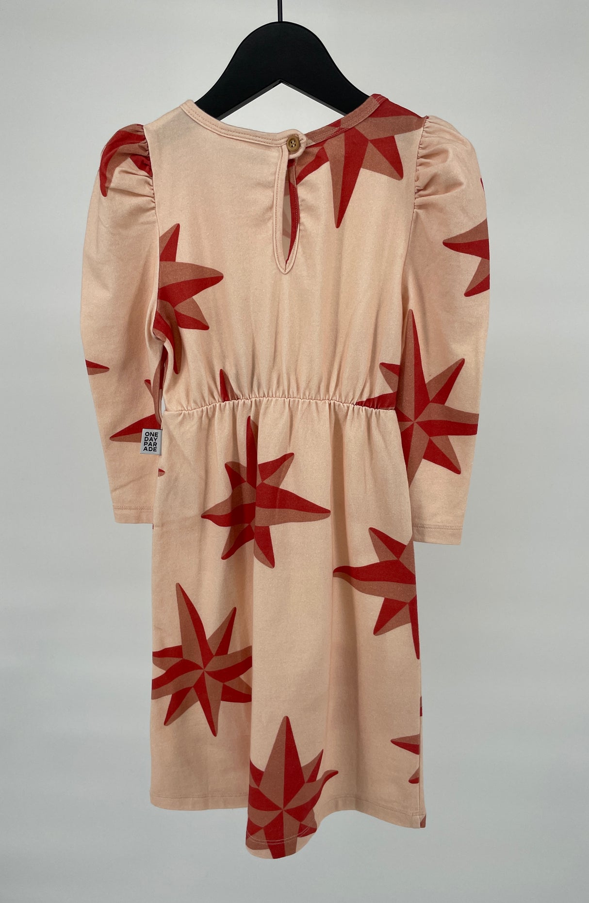 Jurk Roze Rood Sterren Pofmouw Maat 86 / 92