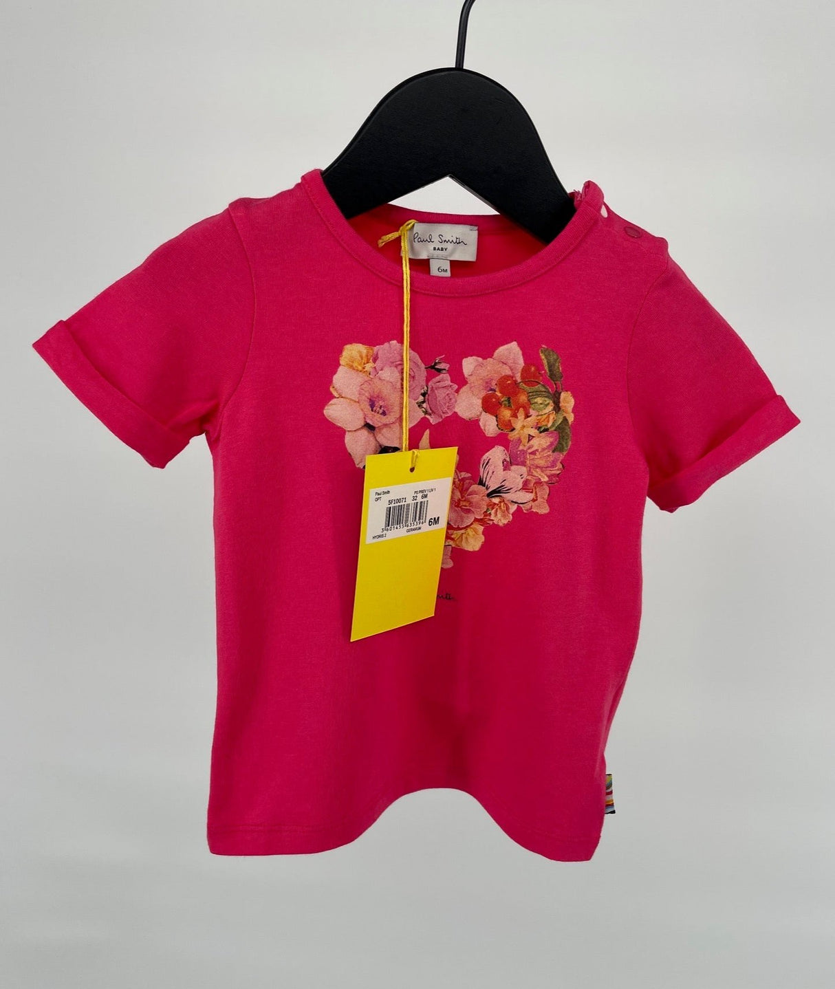 T-shirt Roze Hartje Bloemen Maat 68