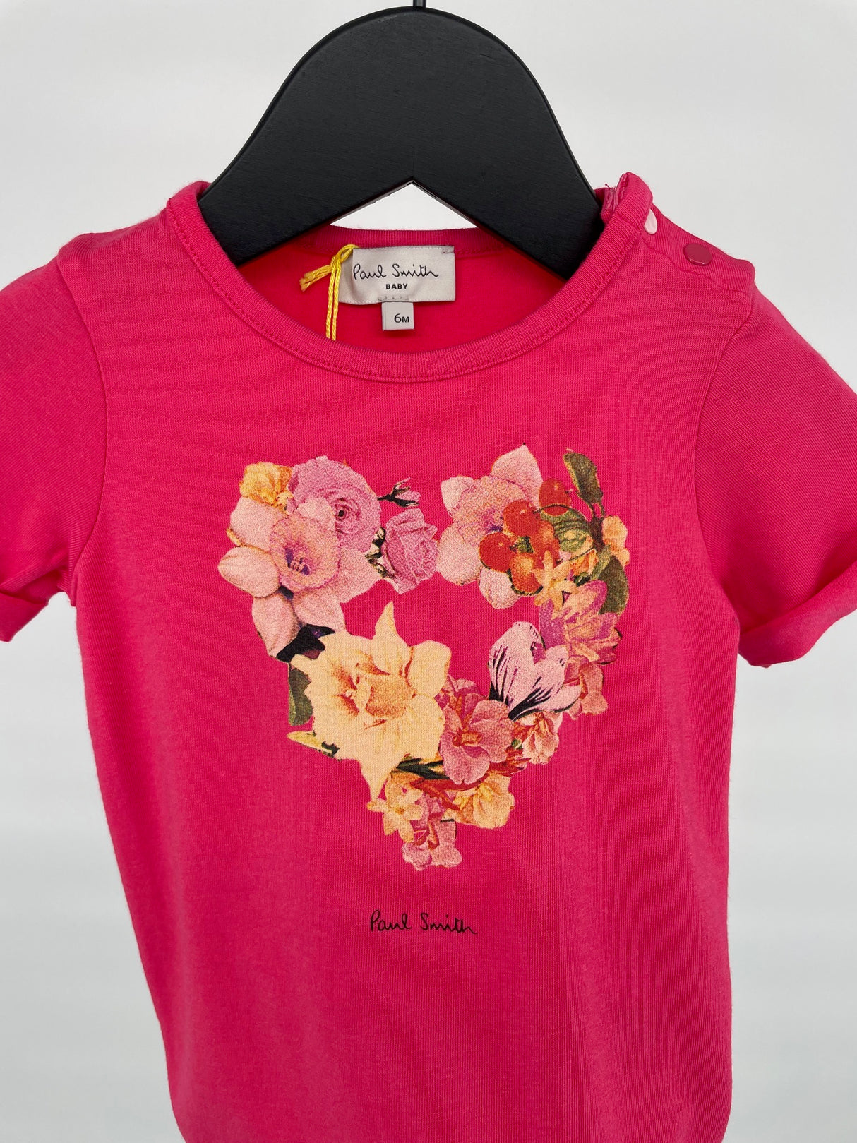 T-shirt Roze Hartje Bloemen Maat 68