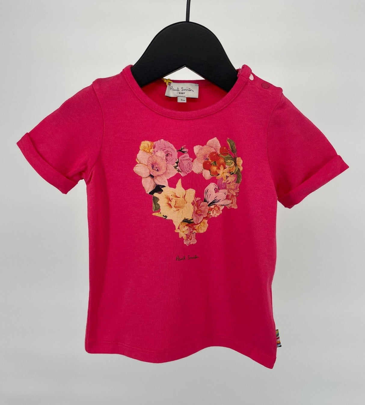 T-shirt Roze Hartje Bloemen Maat 68