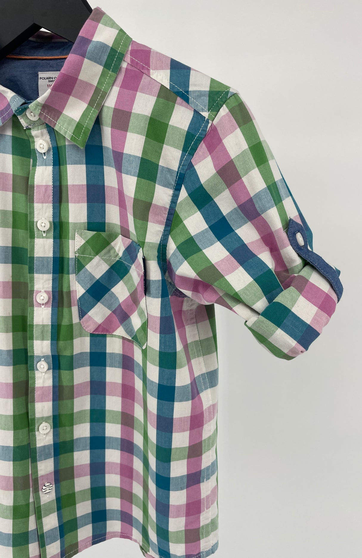 Overhemd Groen Roze Blauw Geblokt Maat 110 / 116