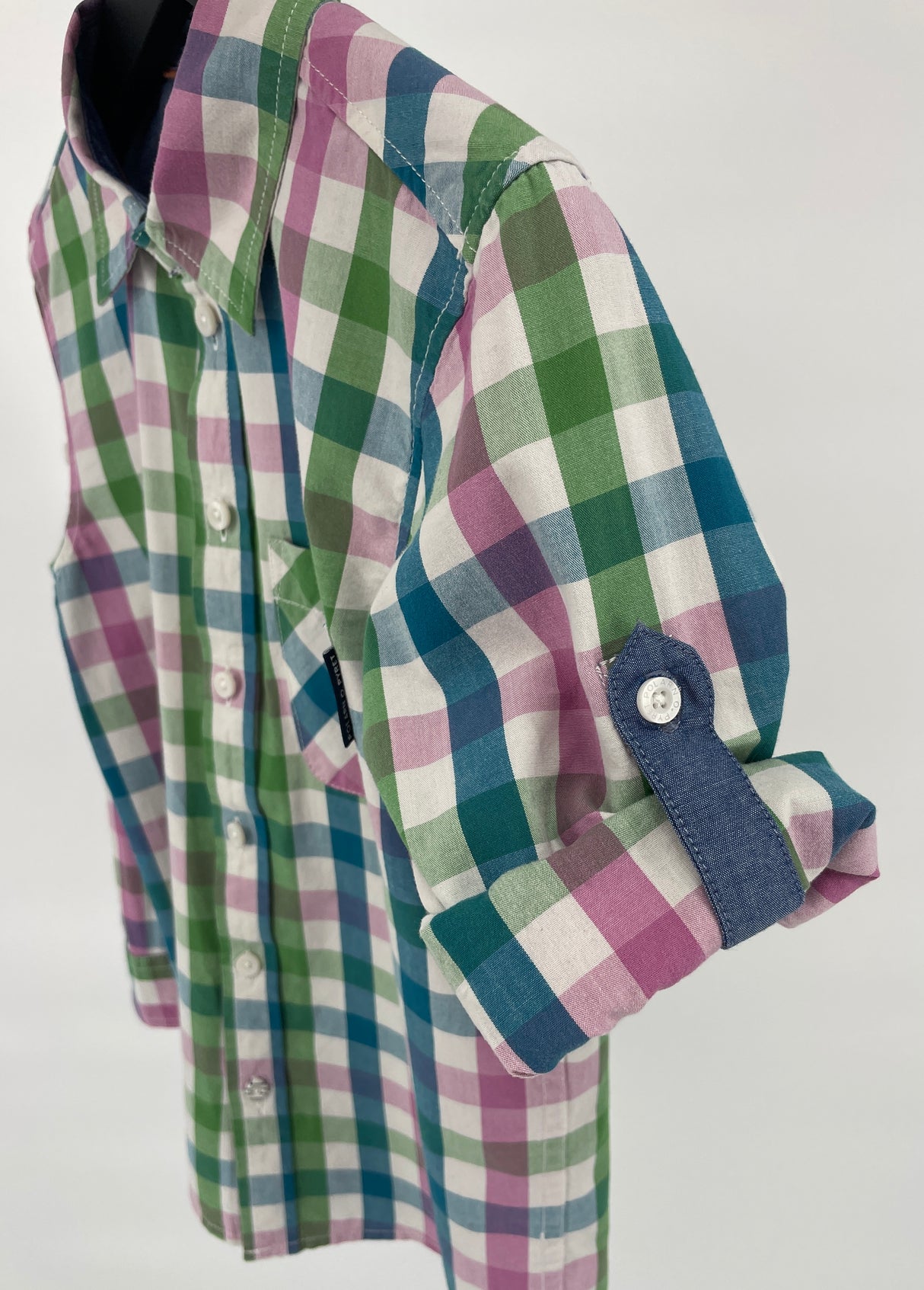 Overhemd Groen Roze Blauw Geblokt Maat 110 / 116