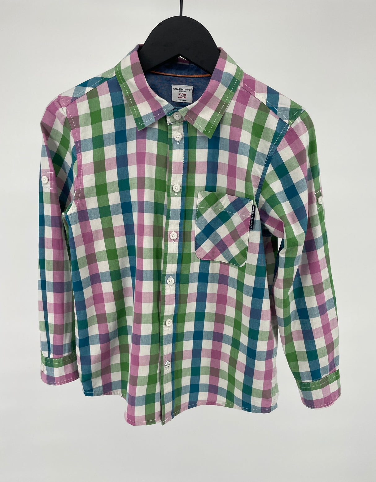 Overhemd Groen Roze Blauw Geblokt Maat 110 / 116