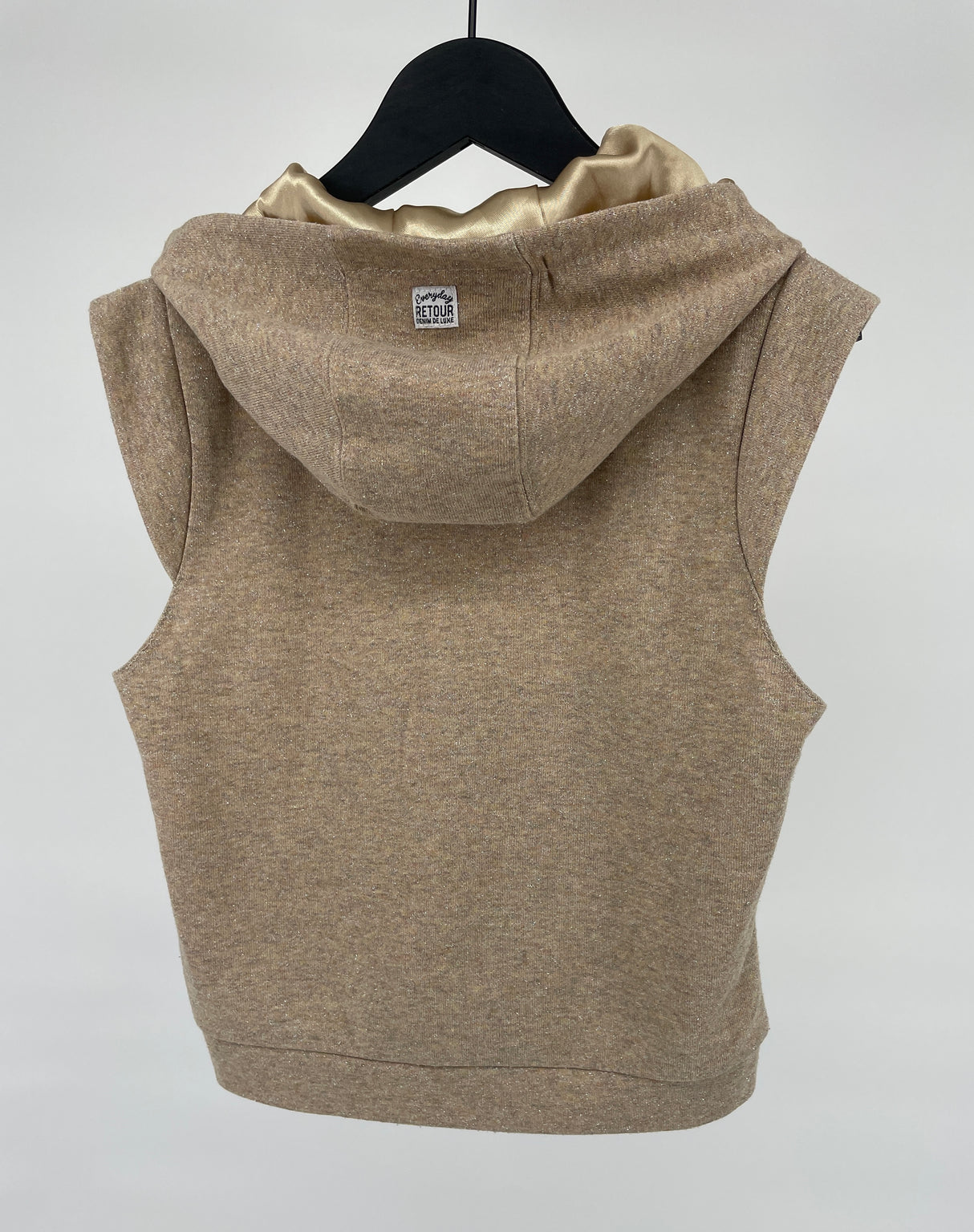 Hoodie Mouwloos Beige Glitter Maat 134 / 140