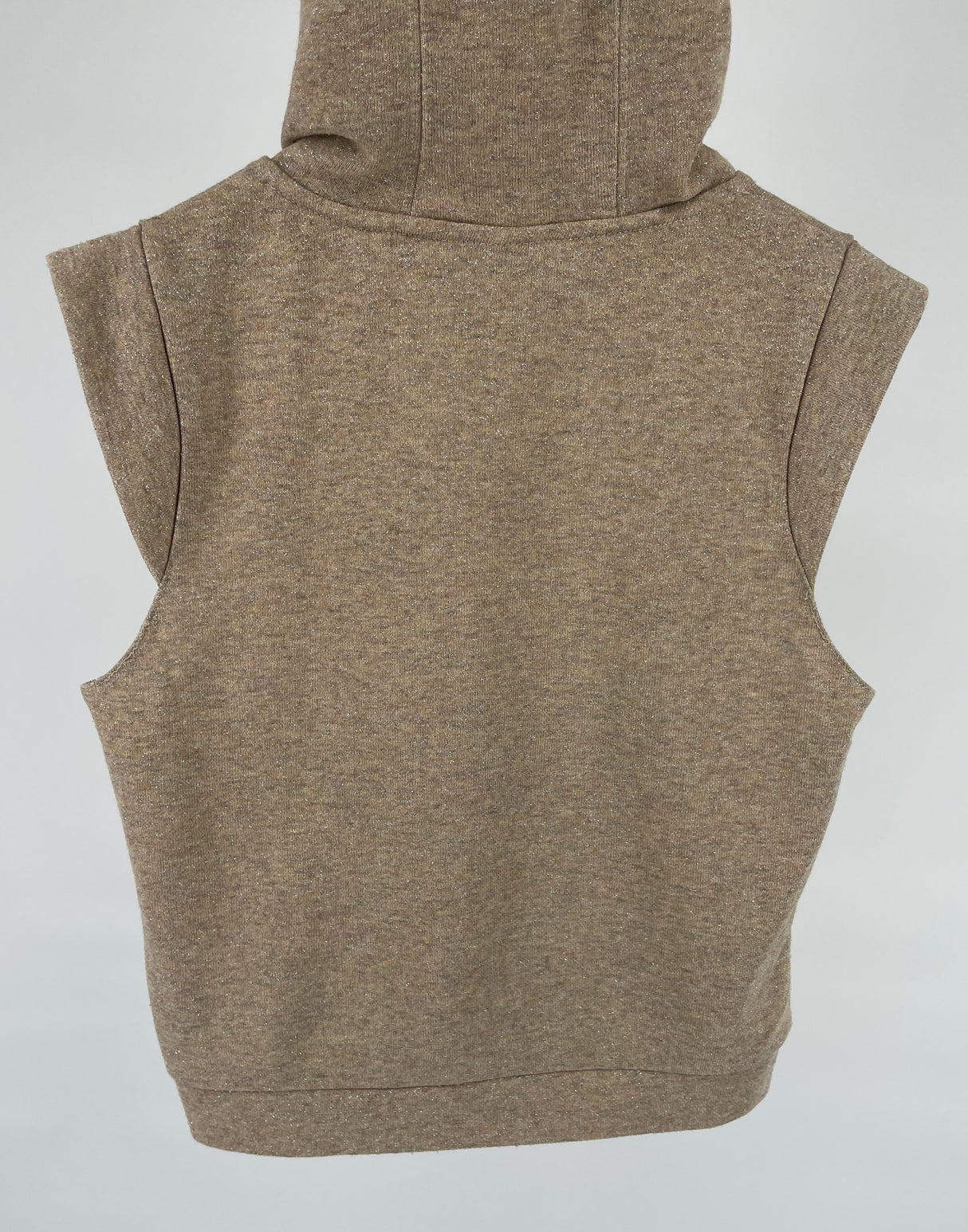 Hoodie Mouwloos Beige Glitter Maat 134 / 140