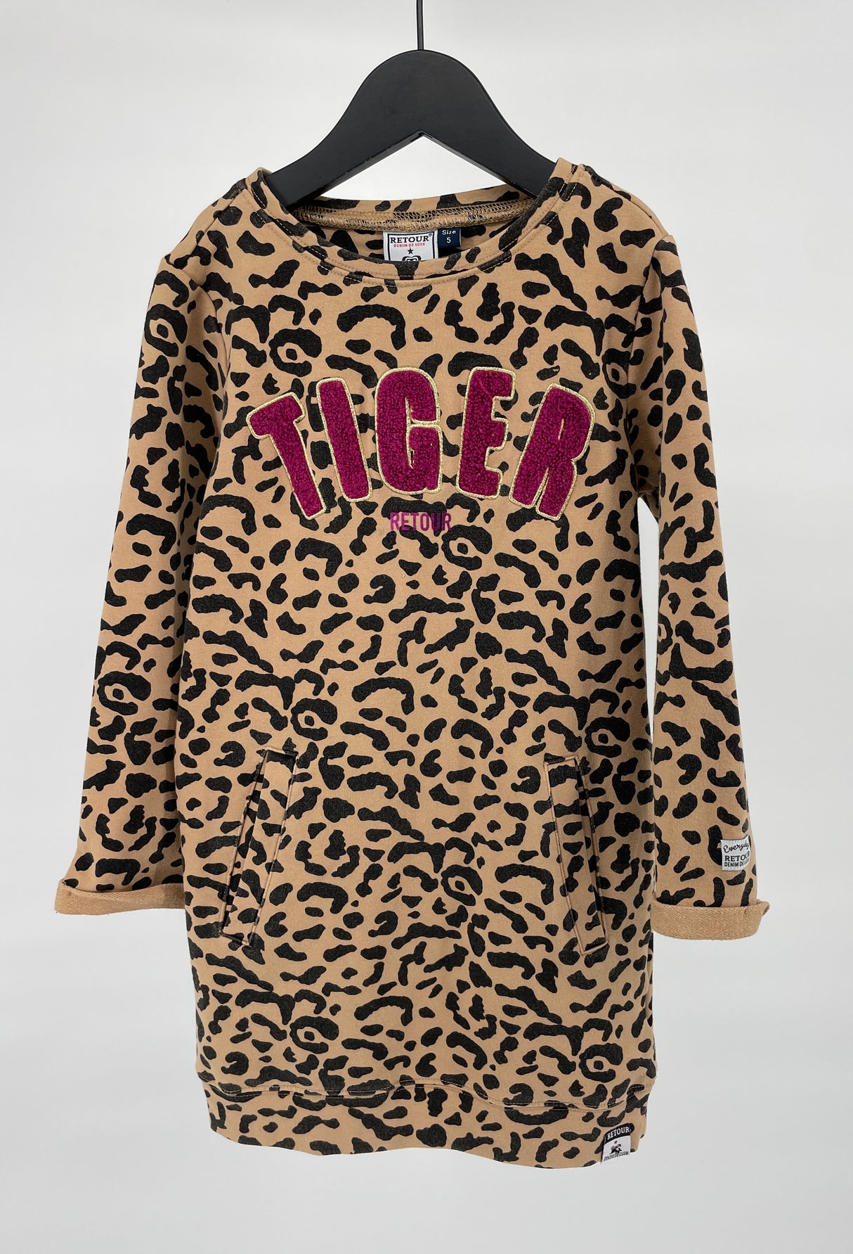 Jurk Bruin Luipaard Print Tiger Maat 110